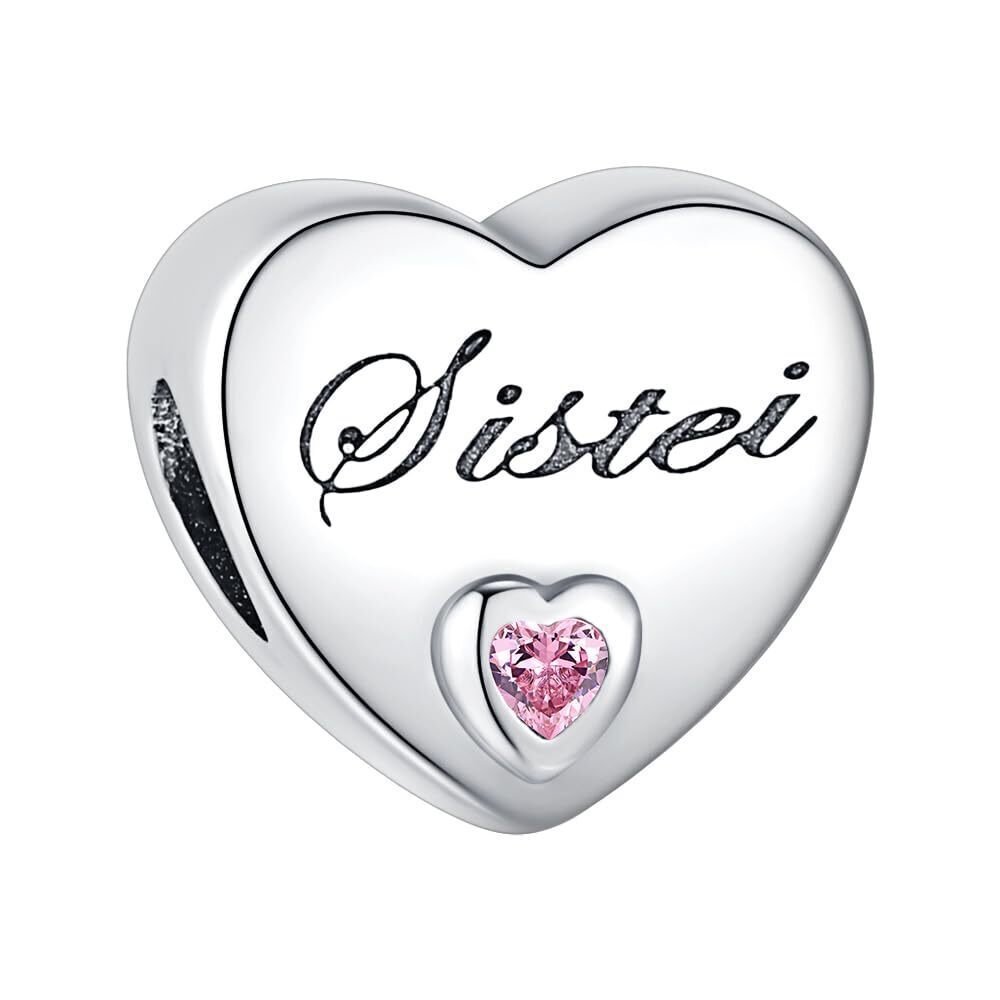 5044 Sister Heart Charmfor Pandora Bracelets, DIY Bead Pendant Christmas